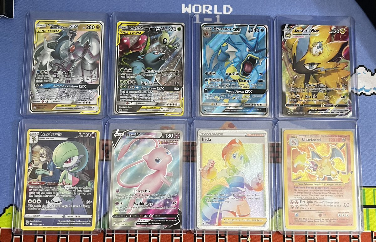 Pokec2C's tweet photo. FRESH OUT THE OVEN 

Arceus,Dialga,Palkia GX $6
Celebi &amp; Venusaur GX $10 
Gyarados GX $7
Zeraora VMAX $9
Gardevoir $7
Mew V FA $14
Irida SR $12 
Charizard Celebrations $68 

@KARMaPOKE_MON @SteeloAndKri @BUYSELLTRADETCG @LA_Batman_ https://t.co/AHvisEBn4Z