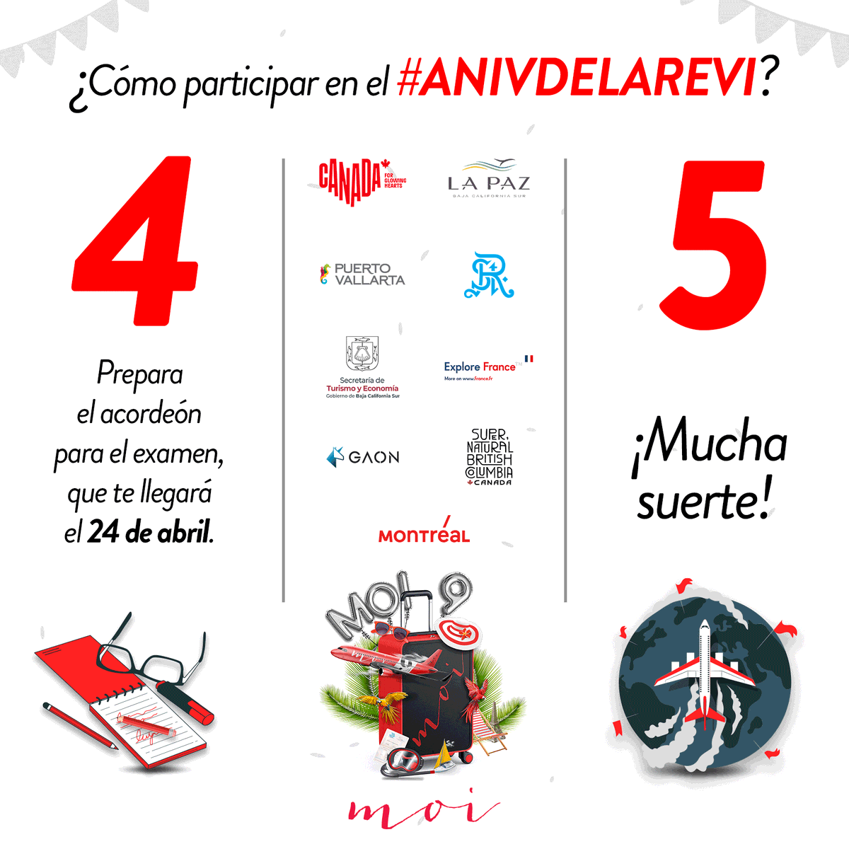 revistamoi's tweet photo. Celebramos el #AnivDeLaRevi por novena vez y puedes ganarte un viaje con tu plus one. SPOLIER: si eres suscriptor tienes pase directo al examen de conocimientos moi. https://t.co/f8vswjRkW6