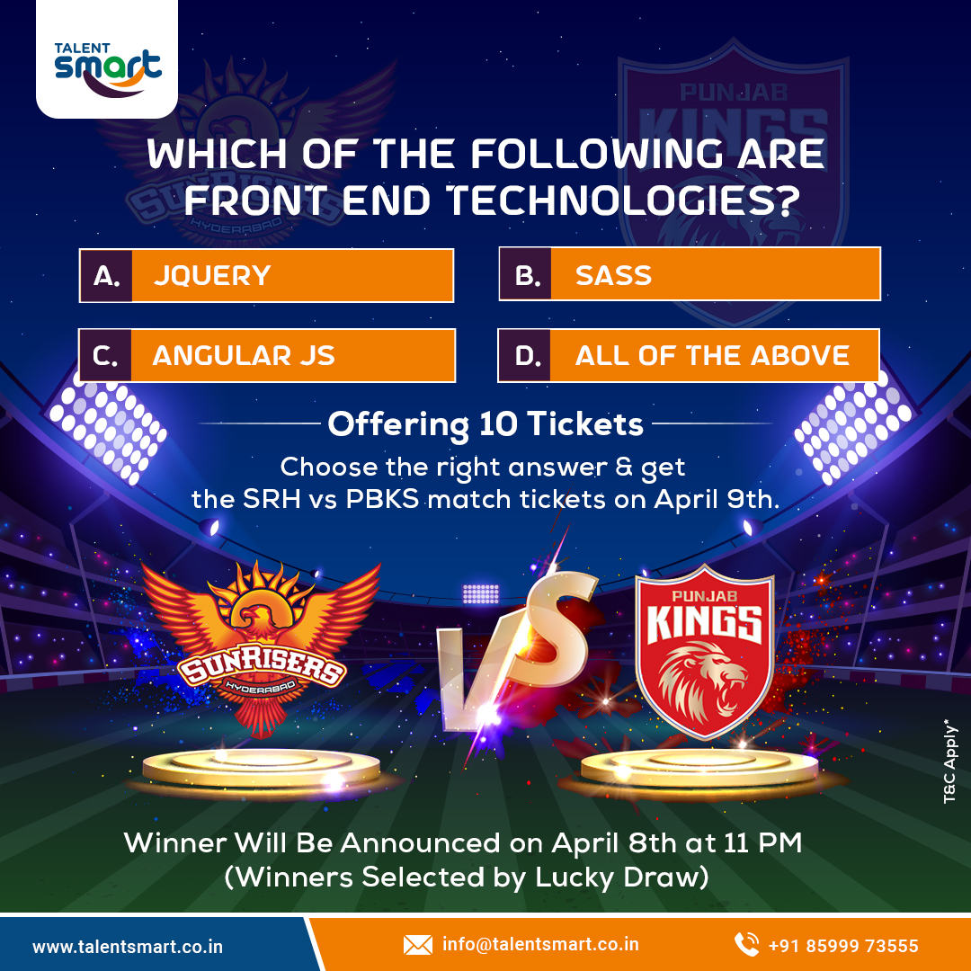 talentsmartco's tweet image. The contest winners will be chosen by a lucky draw on April 8th.
Contest Rules:
✅ Choose the Right Answer
✅ Mention Your ID &amp;amp; Follow Our Account
✅ Comment Your 3 of Friends ID&apos;s
Good Luck...:) from @talentsmartco

#ipl2023 #iplcontest #luckydraw #ipl #talentsmart #TwitterLogo