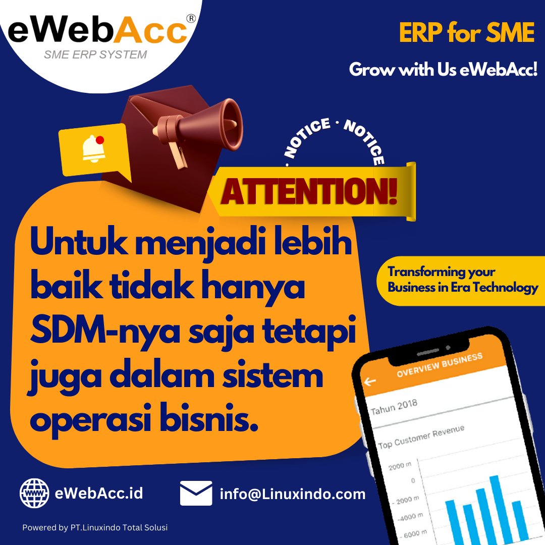 ewebacc's tweet photo. Untuk menjadi lebih baik tidak hanya SDM-nya saja tetapi juga dalam sistem operasi bisnis. 

Transforming your Business in Era Technology  

#eWebAcc #ERP #Accounting #Finance #ERPforSME #SME #eWebHRIS #HRIS #HRD #Keuangan #Manufacturing #Indonesia 
#business #industrial https://t.co/uFVQLmvgGT