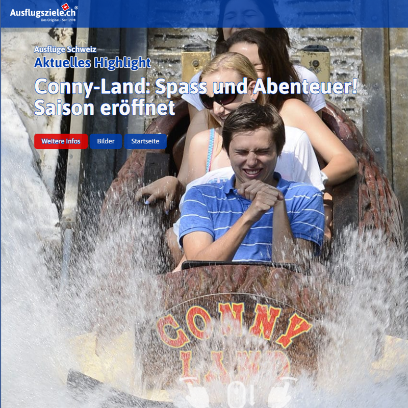 ausflugsziele.ch/.../conny-land…

#connyland #freizeitpark #lipperswil #ostschweiz #seelöwen #achterbahn #attraktionen #scooter #wildwasserbahn #piratenschiff #spaceshot #riesenrutsche #hüpfburg #flyingelephant #autoscooter #wasserspielplatz #voodooisland #Jumpingjet #parkeisenbahn