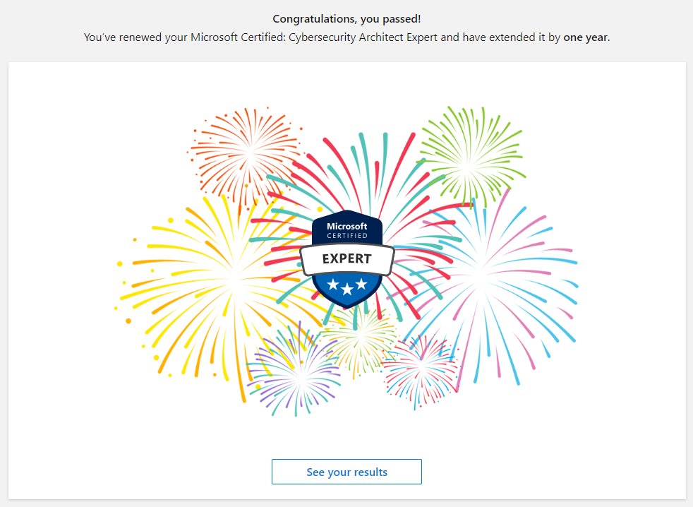 Woohoo! Just renewed my Microsoft Certified: Cybersecurity Architect Expert certification! Managed to pass it before my first cup of coffee! 💪🦸‍♀️ #MicrosoftCertified #CybersecurityArchitect #CertificationRenewal #Cybersecurity #ProfessionalDevelopment #LifelongLearning