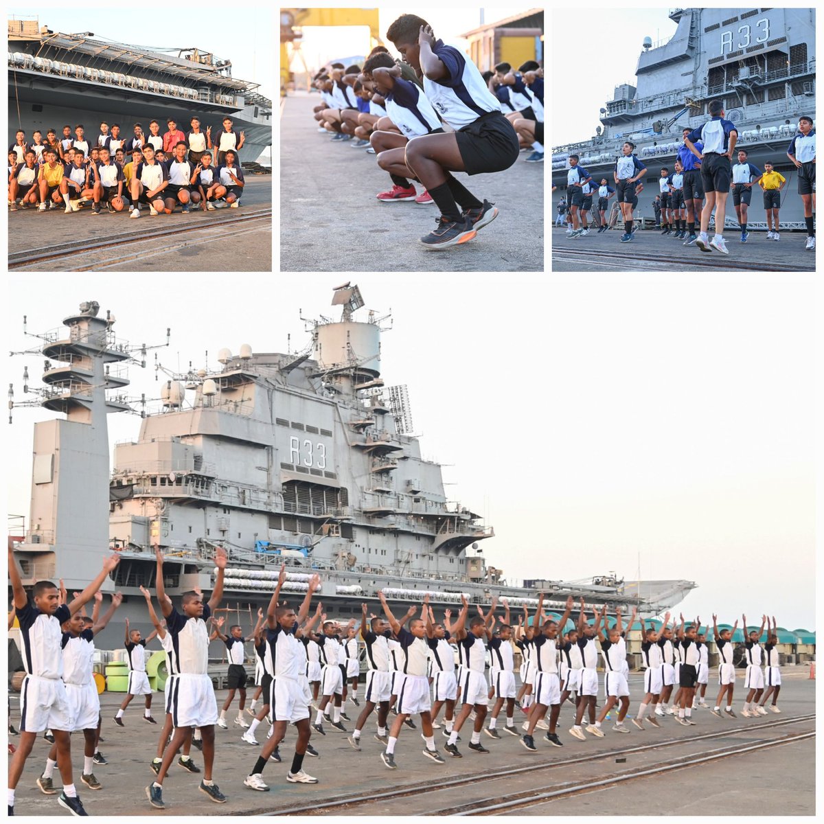 IN_Vikramaditya's tweet image. For #Agniveers #WomenAgniveers every day starts with physical conditioning. Healthy bodies for agile minds. As they become an integral part of #INSVikramaditya &amp;amp; get a preview of life at sea, high on josh, they imbibe the significance of #DutyHonourCourage &amp;amp; #NaamNamakNishaan.