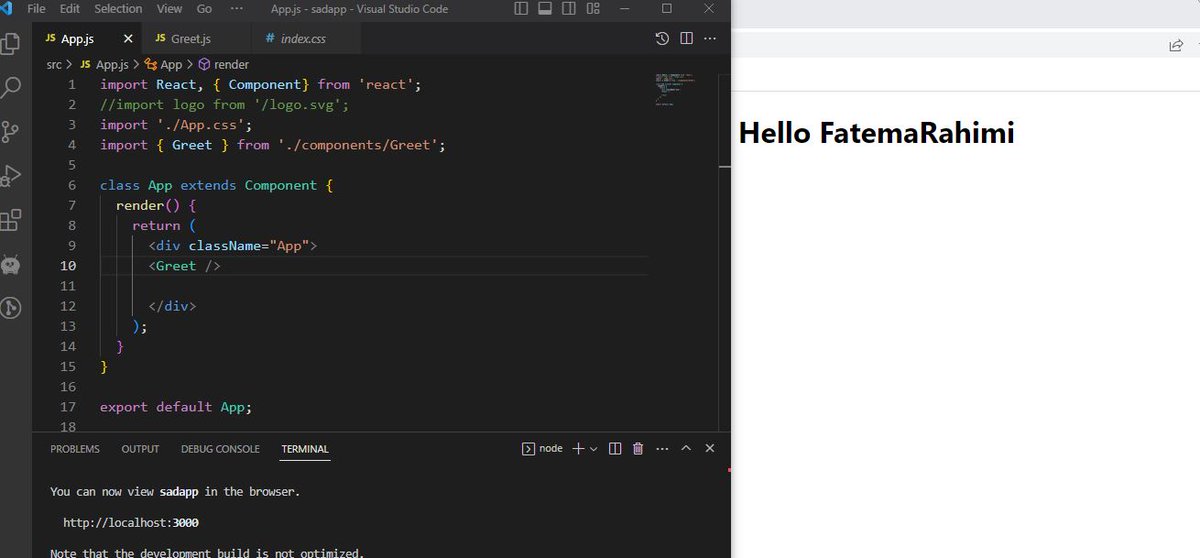 fatemah_sama's tweet photo. Functional Components in #React
That show Hello 👋 in browser https://t.co/TuhkrlEzOW