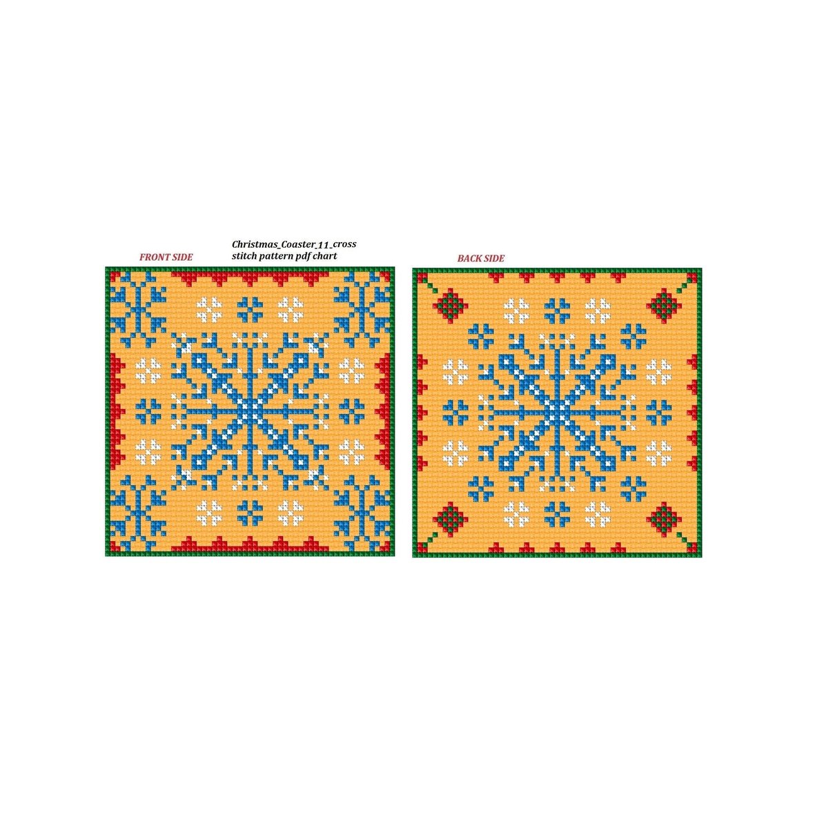 Biscornu Coaster Cross Stitch Pattern Christmas Blue White Red Snowflakes Instant Pdf Chart 11 Housewarming Counted Greeting Card Download tuppu.net/81a1e69f #Etsy #Crossstitchfurnish #PdfCrossStitch