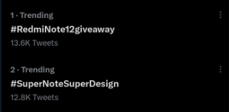stufflistings's tweet image. Even better. We are trending #1, #2 in India 😍
#RedmiNote12giveaway #WinRedmiNote12 #SuperNoteSuperDesign #stufflistingsarmy