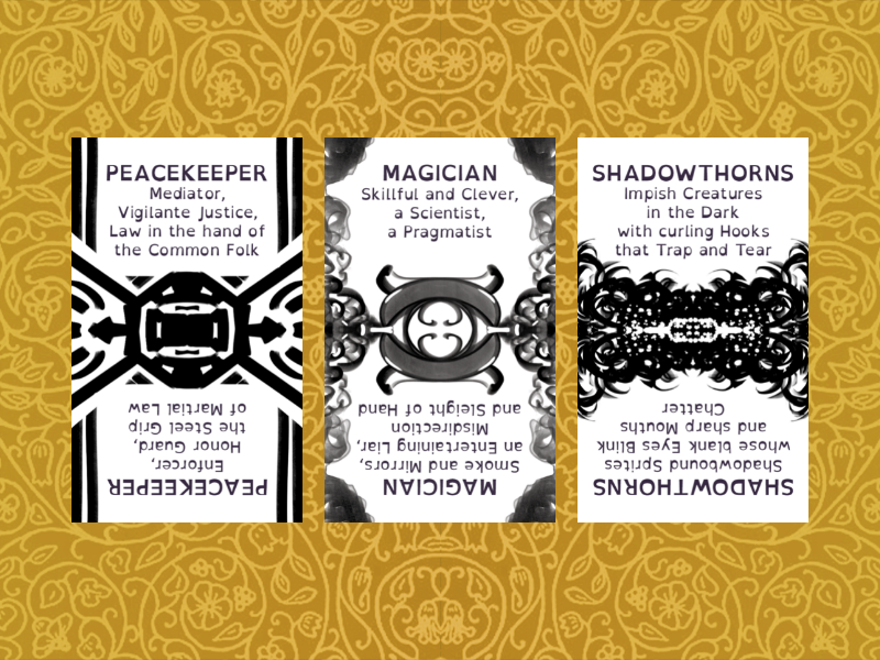 spindlewheelbot's tweet photo. @branewurms PEACEKEEPER
Mediator‚
Vigilante Justice‚
Law in the hand of
the Common Folk

MAGICIAN
Skillful and Clever‚
a Scientist‚
a Pragmatist

SHADOWTHORNS
Impish Creatures
in the Dark
with curling Hooks
that Trap and Tear https://t.co/g5WMhdkQEe