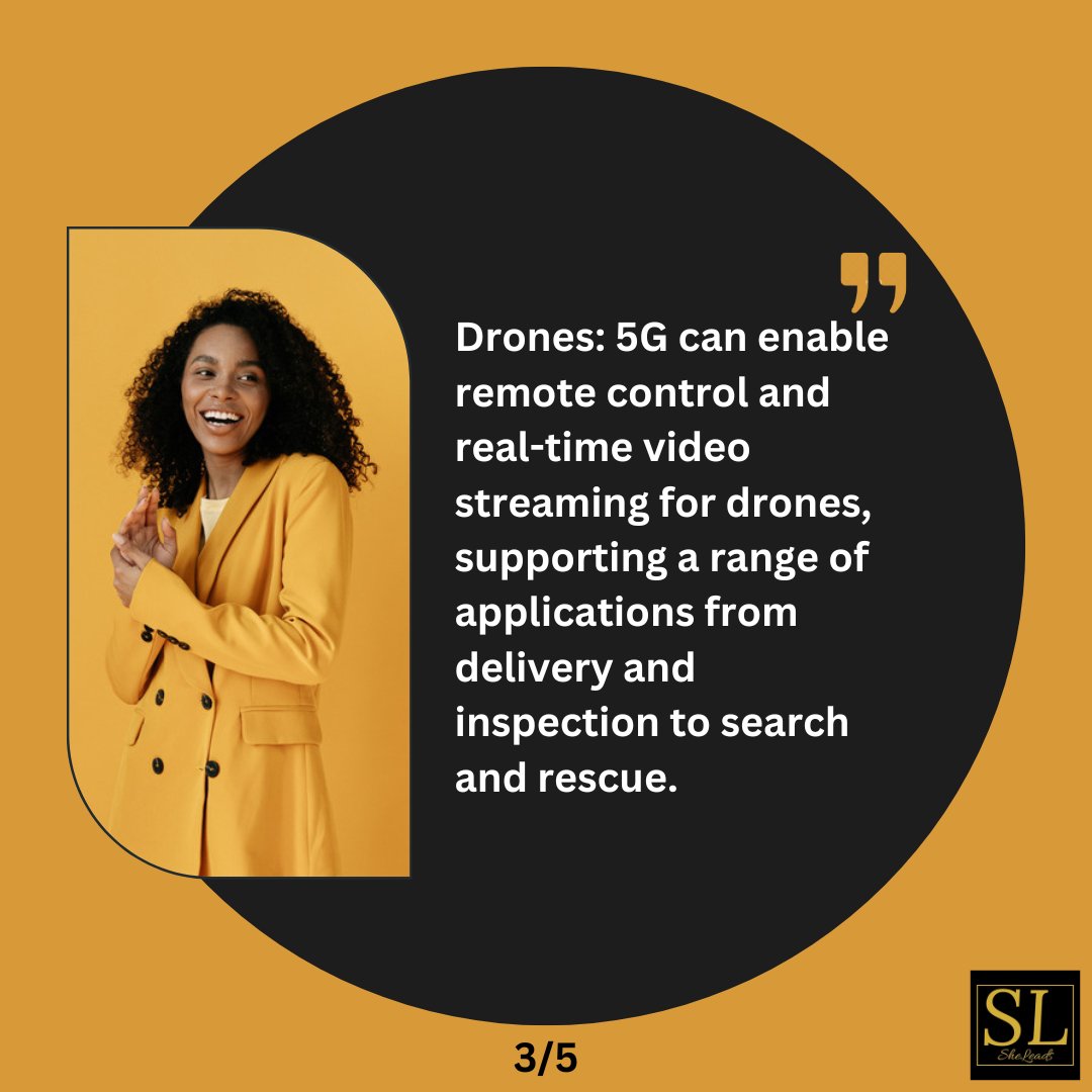 SheleadsInTech's tweet image. The low latency and high reliability of 5G can enable a new era of real-time applications and experiences, from autonomous vehicles and drones to telemedicine and gaming. 

#LowLatency 
#HighReliability 
#RealTimeApplications #AutonomousVehicles 
#Telemedicine
#Sheleadsintech