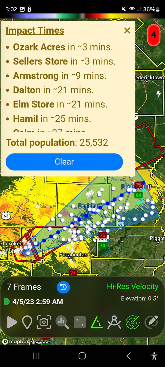 bobby_boyd1946's tweet photo. Long track tornado. 77 minutes be in Poplar Bluff Missouri. Find your safe place now. #arrwx #mowx https://t.co/jZYOMpK7Ke