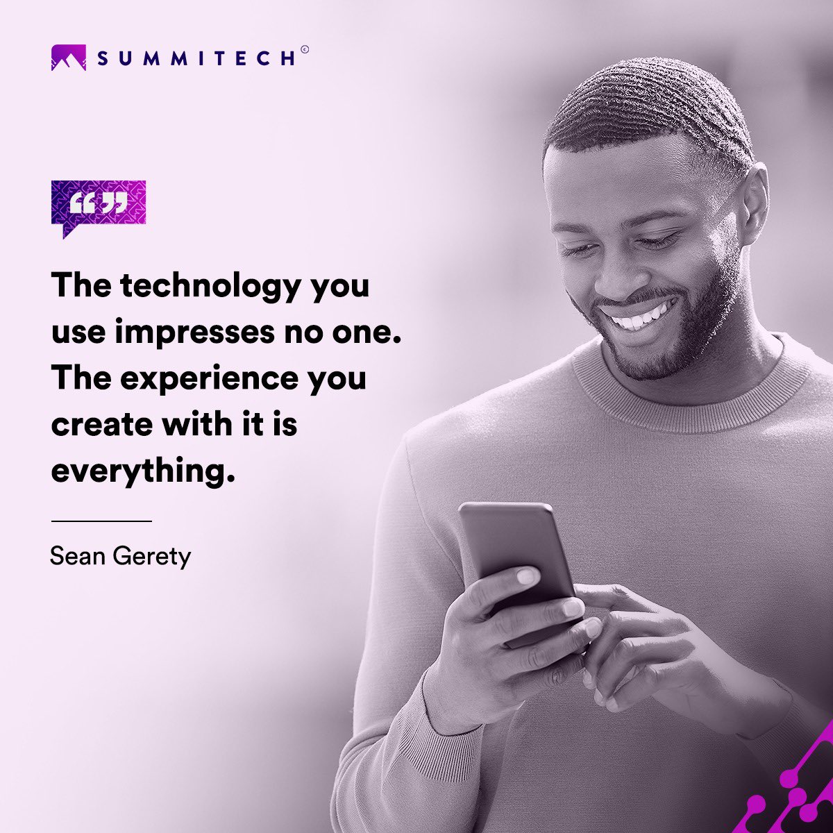 SummitechIO's tweet image. The experiences people create with technology are great ways to impact others to take on innovative ideas and journeys. 

Ensure your use of technology is giving value to others.

#techuse #innovation #quoteoftheday #motivation #summitech