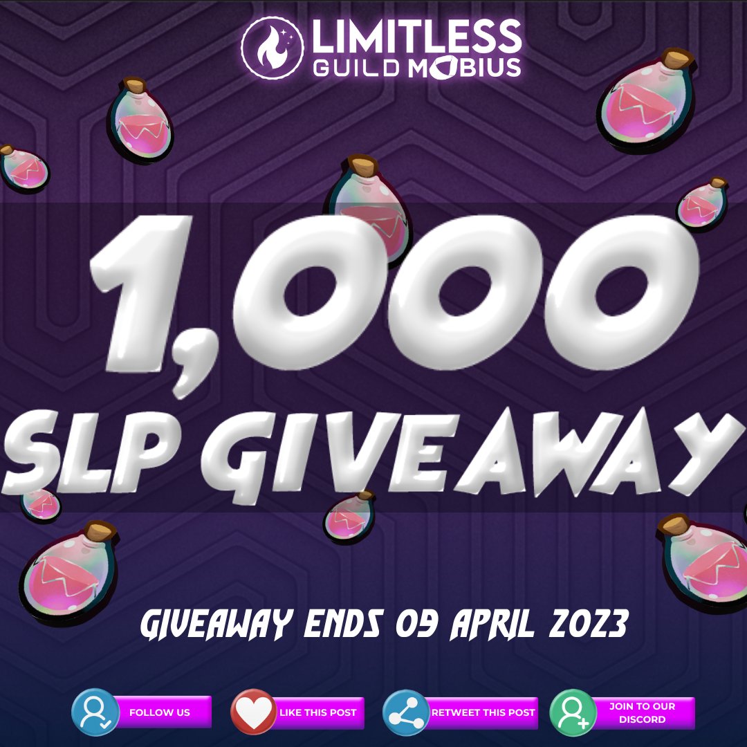 LLG_Mobius's tweet photo. Get a chance to win 1,000 SLP! 

1,000 SLP — To Enter:
1.Follow @LLG_Mobius &amp; @Hermie_LLG
2. Like &amp; Retweet this post
3.Tag 3 friends
4. Join our server https://t.co/CLdb0rMRWj

🗓️Announce on April 09, 2023🔥

#LLG #LLGevents #SLPGiveaway https://t.co/l39fmiz8ly