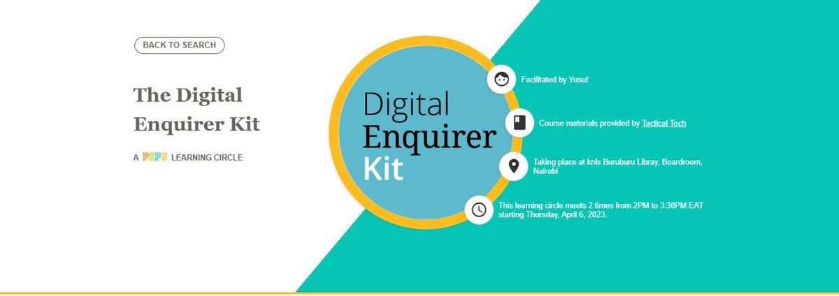 flesymz's tweet photo. Come prepared to learn new fact-finding skills, connect with others, & explore learning in a fun & collaborative environment at tomorrow's @p2pu Digital Enquirer Kit #learningcircle as we tackle modules 1 & 2. Sign up for free https://t.co/NOwIhnCAbi @Info_Activism @Enquirer_Kit https://t.co/HEMk3gEf4V