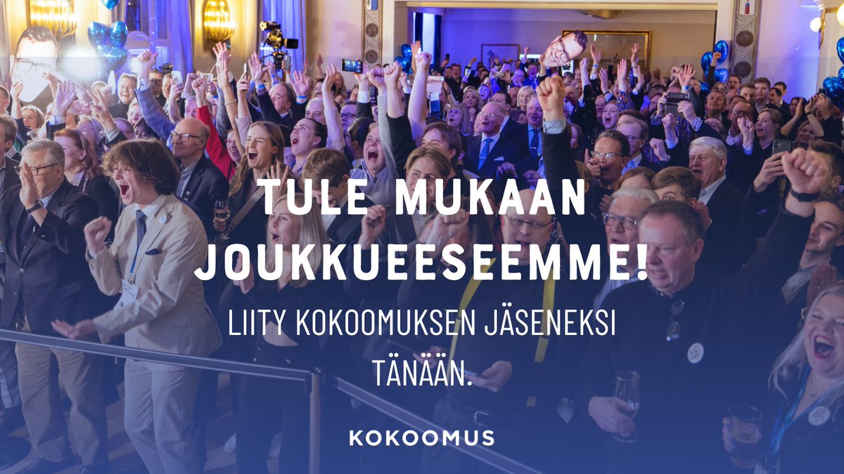 Kokoomus on tulevaisuuspuolue. Haluamme rakentaa Suomea, jossa jokaisella on mahdollisuus osallistua ja kehittää itseään💙 

Tule mukaan muuttamaan Suomen suuntaa ja liity kokoomuksen jäseneksi tänään👇

kokoomus.fi/liity-jaseneks…

#kokoomus