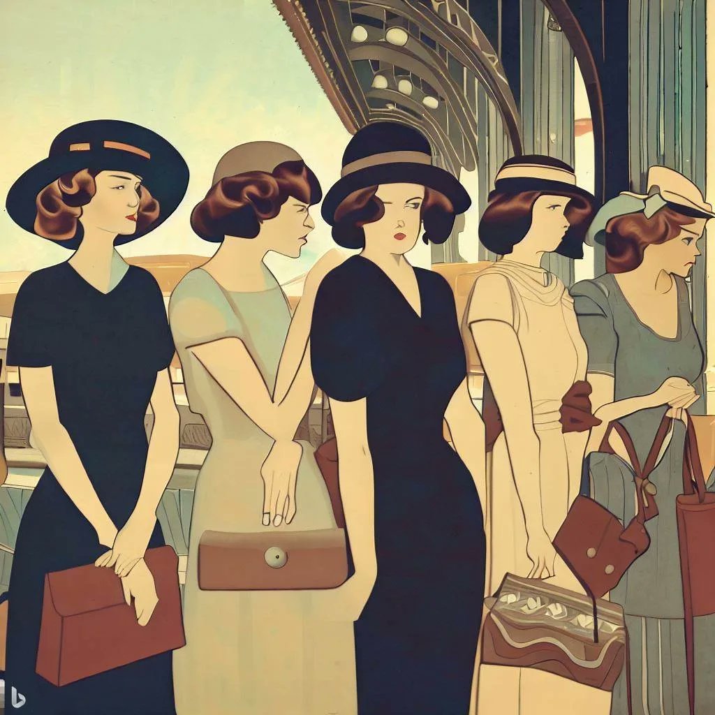 roberto_aiello's tweet image. All aboard the glamour train! 🚂👩‍👩‍👧‍👧 This art deco-inspired 3D render of ladies waiting at the train station gives serious Great Gatsby vibes. #madebyai #artdeco #digitalart #glamourous #trainstation