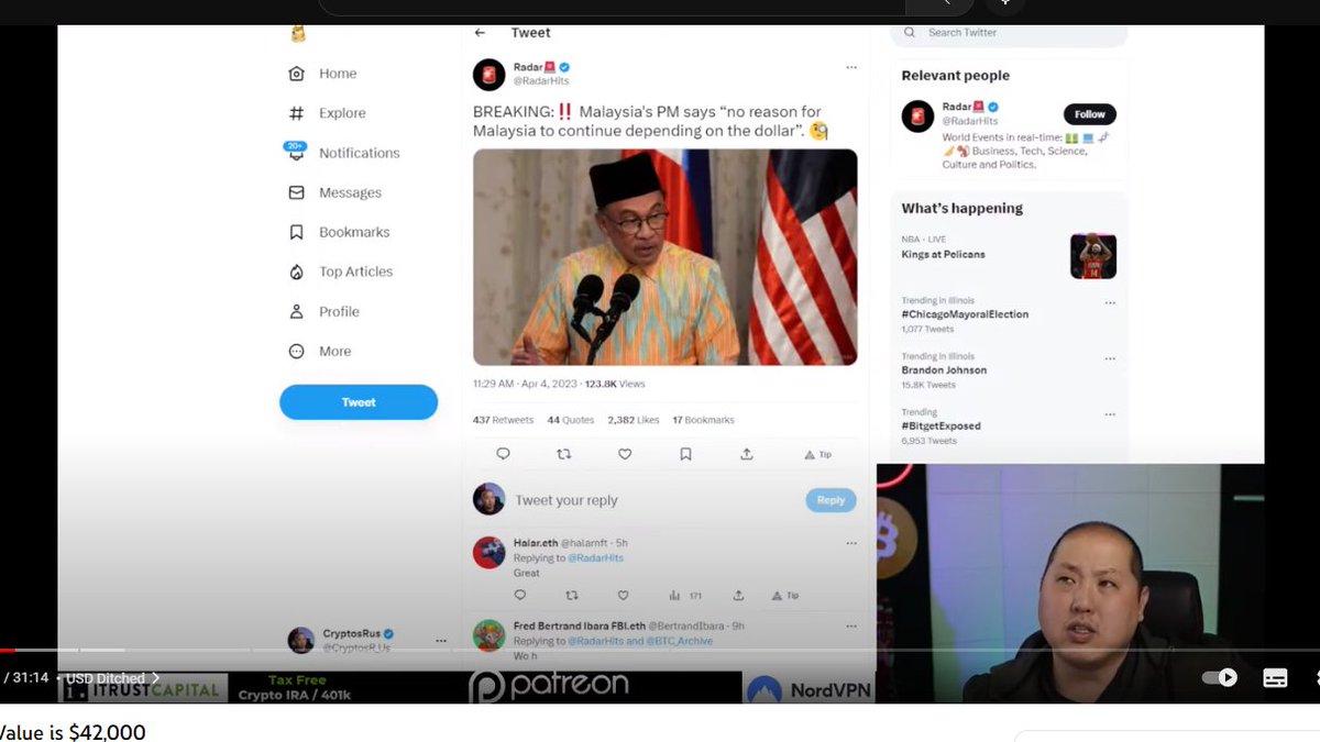 MrRizman's tweet photo. Famous Malaysia ... masuk youtube #CryptoRus #Bitcoin pasal tak mau terlalu bergantung kat dollar dah. https://t.co/T86STN5ore