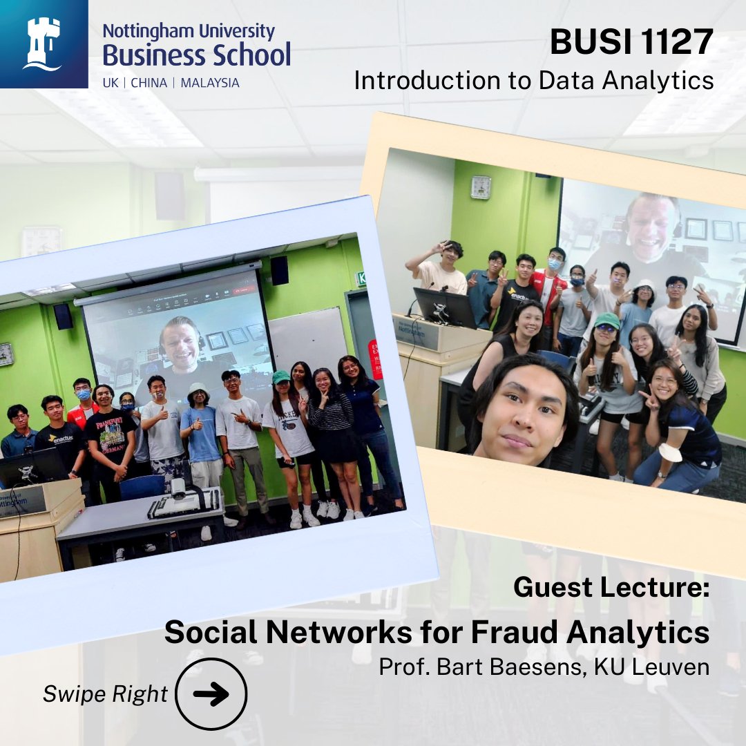 NUBS Malaysia welcomes Professor Bart Baesens from @KU_Leuven, who delivered an insightful guest lecture on 'Social Networks for Fraud Analytics' for our Introduction to Data Analytics students on 29 March 2023.