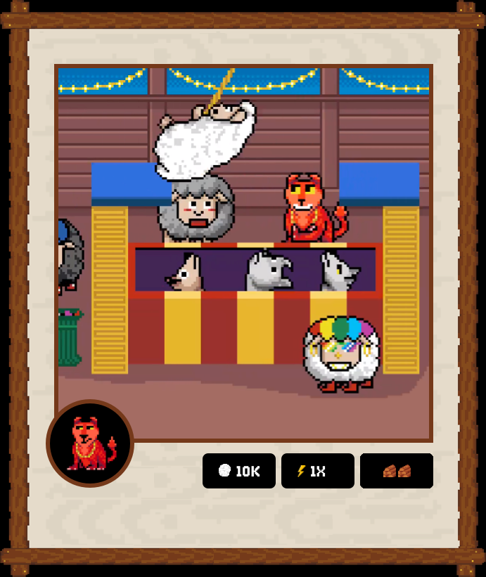 🐺 WOLF GAME DIGITAL TRADING CARDS

❤️ Collect WG Moments + Characters
⚡️ Stack WOOL/Energy/Resources
🎯 Win NFTs + $WOOL <a href="/wolfdotgame/">Wolf Game</a>

Card #69
Date: 1/4/22
Phase: Build Season
Setting: The Competition
Character: Demon Wolf
🐑 10K /⚡️1X /🪵🪵

linktr.ee/w00lish