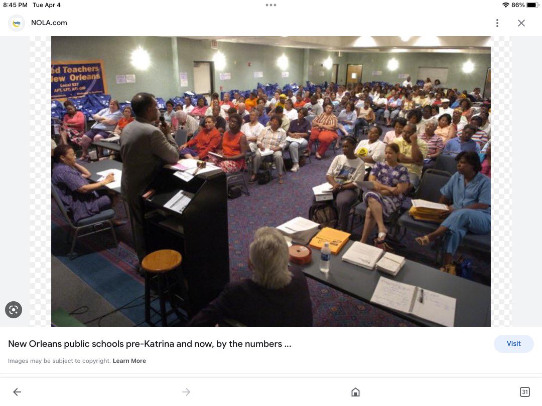 erasetheboardno's tweet photo. A pre-Katrina photo of @UTNO_Teachers before all the  qualified certified mostly black admin , teachers and support staff were fired. 
We need y’all to stop handholding with @NSNO_NOLA and CMOs standing on the line with them while they decimate public education #ChicagoElection https://t.co/9S4alimjFj