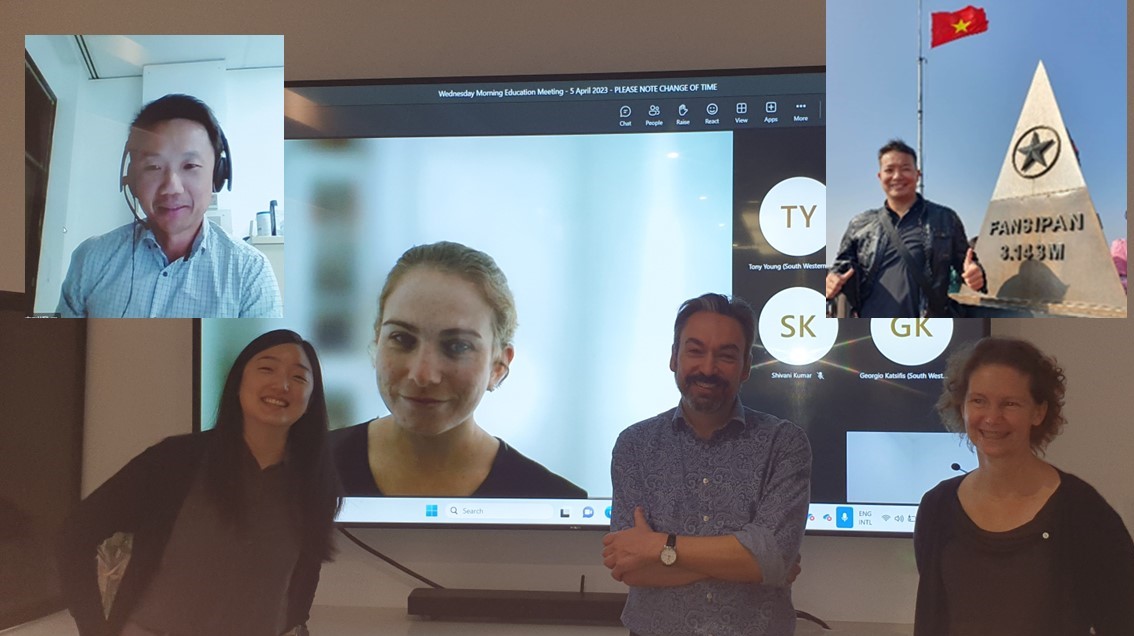 Our newest crop of post-docs discussing clinical applications of their PhD projects to staff experts at South Western Sydney Cancer Services. @SWSLHD @InghamInstitute