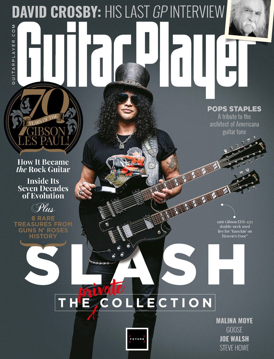Slash is on the cover of Guitar Player Magazine - May 2023. 🤘
He talks about his guitar collection and his Gibson's book.