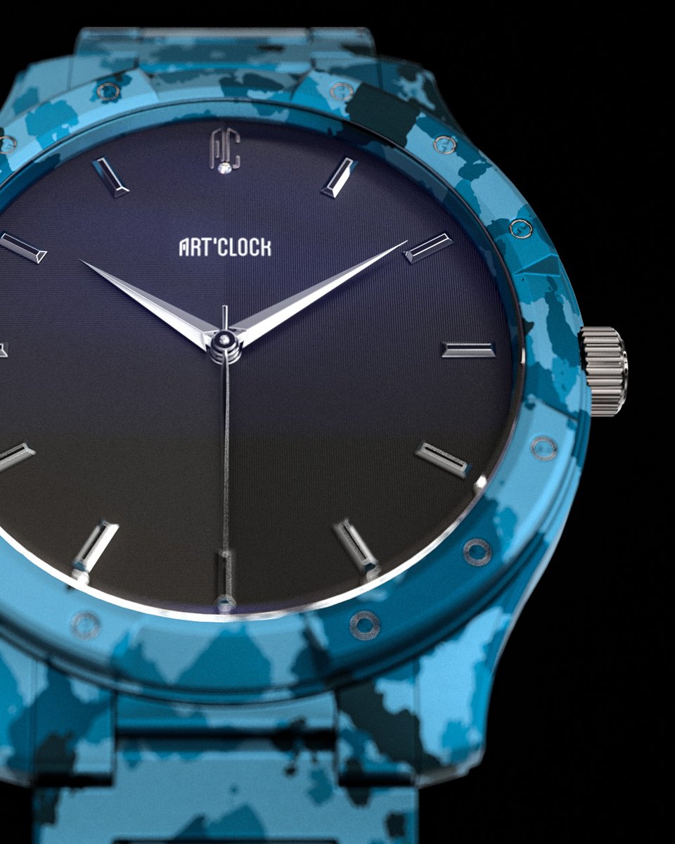 Blue Camouflage #ArtClock ⌚️

💯Each pattern is unique!
🧩Camouflage Edition
⌛️ Comming Soon!

Follow for upcoming announcements and #NFTGiveaways

#ArtClockView #watch #watchoftheday #luxurywatches #WatchCollecting #3dart #3dmodeling #NFTart #NFTProject #Opensea #NFTs