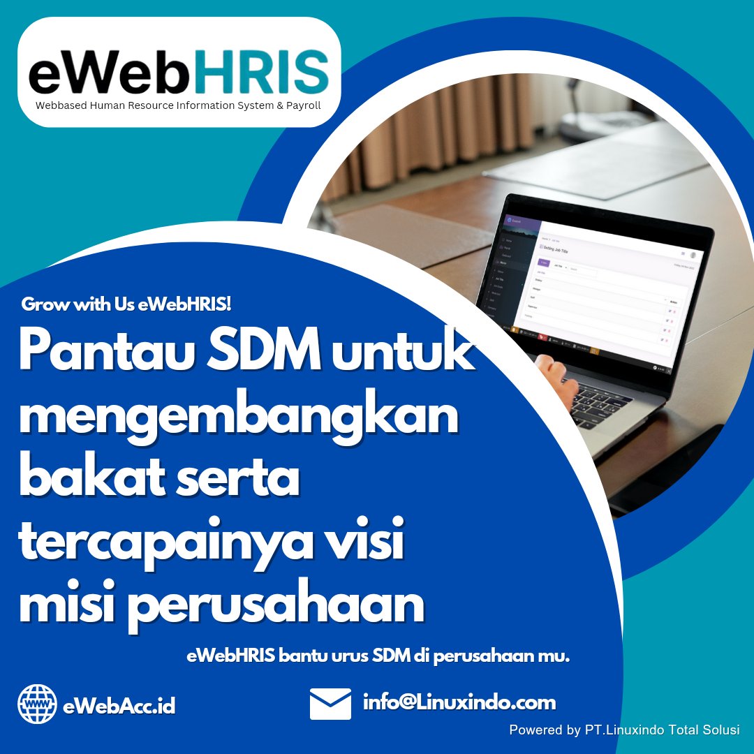 ewebacc's tweet photo. Pantau SDM untuk mengembangkan bakat serta tercapainya visi misi perusahaan 

Grow with Us eWebAcc &amp; eWebHRIS!
SME ERP SYSTEM

#eWebAcc #ERP #Accounting #Finance #ERPforSME #SME #eWebHRIS #HRIS #HRD #Keuangan #Manufacturing #Indonesia 
#business #industrial https://t.co/6qQSeu7Ztc