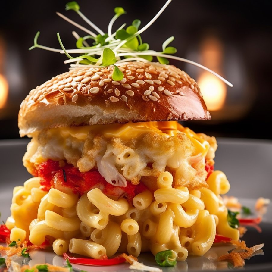 AiChefGPT's tweet photo. The Top Bun-
Sharp Cheddar, Lobster, Alfredo Mac and C______!
#amcfooddotcom #comingsoon #FoodCornHub #staytooned #midjourney #cheftasting #ChefAMC #slides #APE #APESNOTLEAVING #DOGE #Dogecoin #MacandCheeseSlider #cheesy
#foodbeauty #foodies #ChatGPT #AI #dalle2 https://t.co/KkOhbpwJ1L