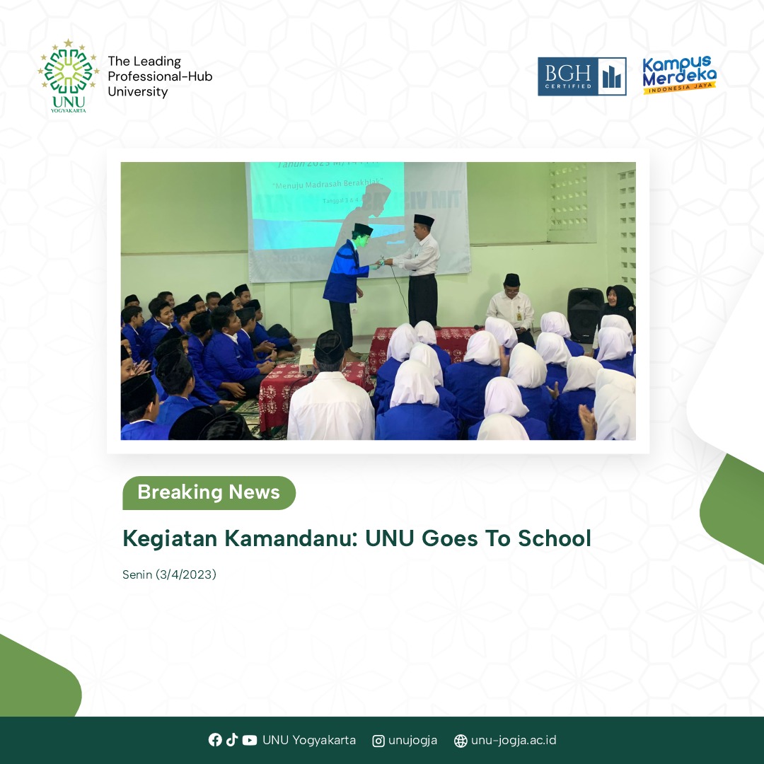 UNUJogja's tweet photo. Kegiatan Kamandanu: UNU Goes To School 

https://t.co/drl0HvuzSN

#unujogja #pmbunuyo #mahasiswabaru #kuliahdijogja #kuliahdanngaji #kampuskader #NahdlatulUlama #profesional #inovasi #ramadhan2023 https://t.co/MnBnR9eYhr
