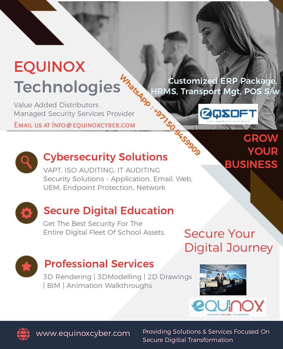 Implement Best Practicesc & Focus on Productivity...Connect with Equinox experts for ISO Audit, IT Auditing, VAPT and much more...WhatsApp today +97150 9459909. #cybersecurity #cloudcomputing #uem #endpointsecurity #endpointmanagement #wifisecurity #erpsoftware #siemintelligence