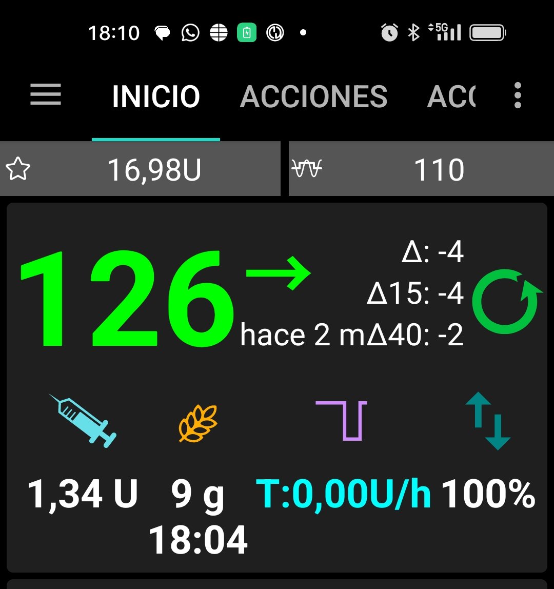 correodiabetes's tweet photo. Adiós a los agujeros en los pantalones. Nuevo ecosistema montado con bomba #glucomen pump de Menarini + @dexcom g6 + @androidAPS. Por ahora todo muy bien. Iré contando.
Con insulina #fiasp. https://t.co/mPqBJSWCeo