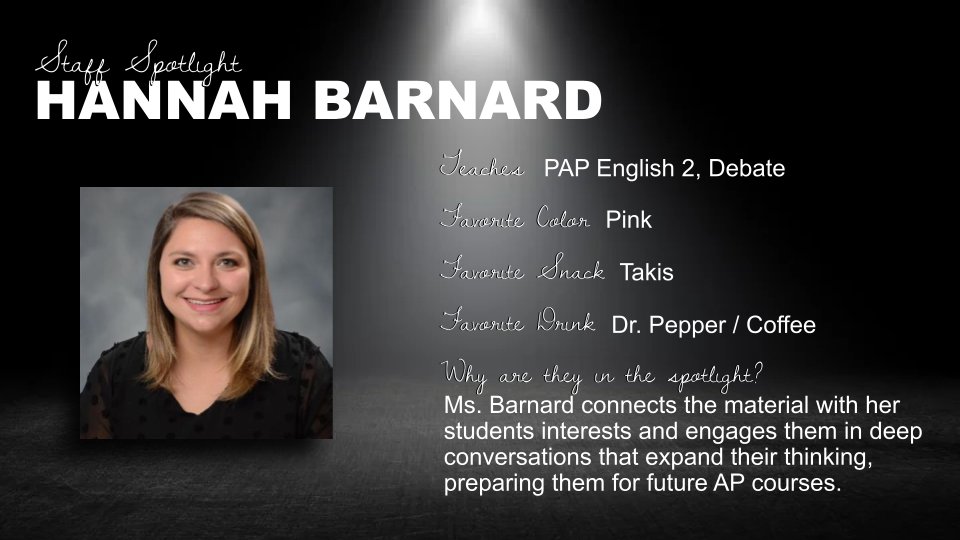 𝐌𝐚𝐫𝐜𝐡 𝐒𝐩𝐨𝐭𝐥𝐢𝐠𝐡𝐭: Shining the light on Ms. Barnard &amp; Coach Bryant, Elk English team members who model the Elk Spirit! Learn more in the pics below.⬇️