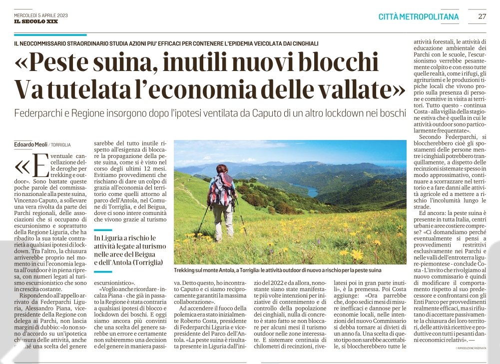 robertocosta_ge's tweet photo. Parole chiare per dire che @Federparchi @RegLiguria e territorio non accetteranno che 16 mesi di inattività sulla #pestesuina producano l'ennesimo e penalizzante provvedimento restrittivo dell'#outdoor nei #parchi e nelle valli dell'entroterra ligure https://t.co/bKb0cl8u2q