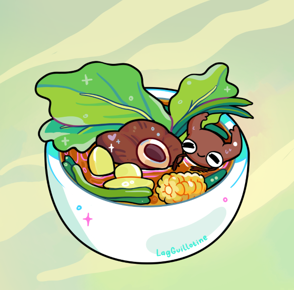 LagGuillotine's tweet photo. Stan's enjoying a hot bowl of nilagang baka mmmmm
Don't mind me i'm just experimenting with colors and maybe a new line of something ๐
#stanthestag #foodillustration #filipinofood https://t.co/SDCVqmdYLu