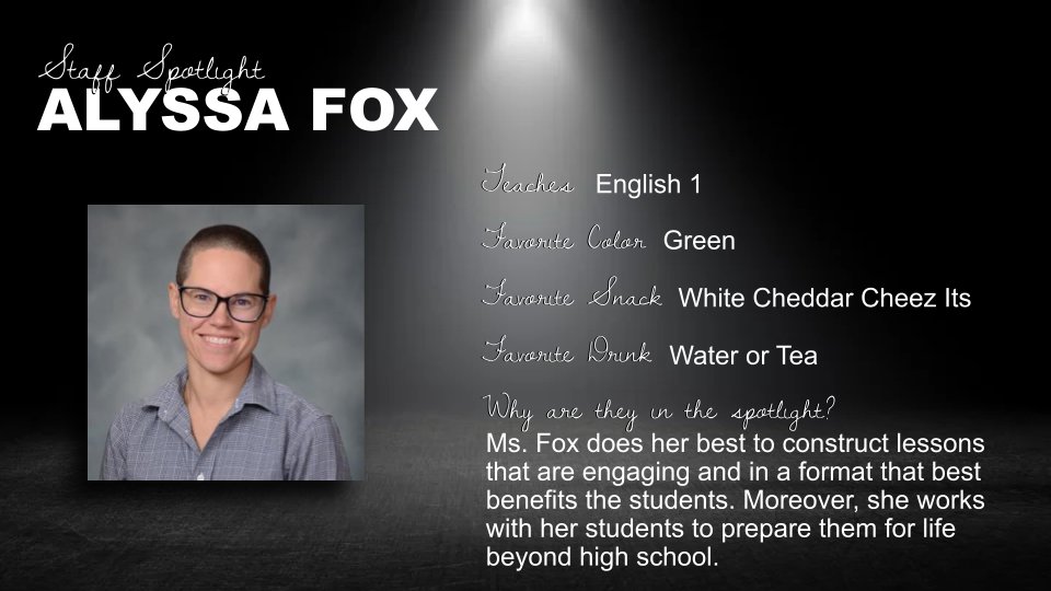 𝐀𝐩𝐫𝐢𝐥 𝐒𝐩𝐨𝐭𝐥𝐢𝐠𝐡𝐭: Shining the light on Ms. Fox &amp; Mr. Reamy, Elk English team members who work hard to increase student engagement and fun! Learn more in the pics below.⬇️
