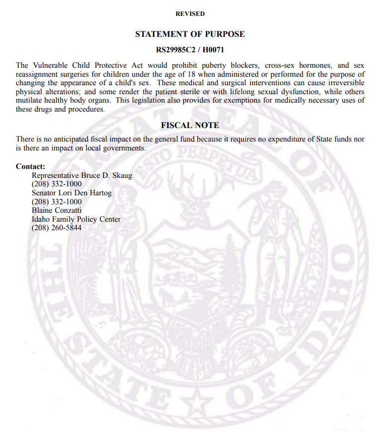 Scott Wells on Twitter "Idaho HB71 VULNERABLE CHILD PROTECTION ACT
