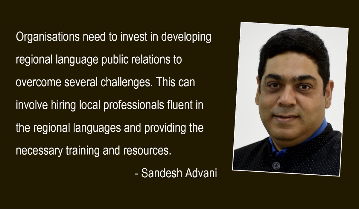 RepTodayMag's tweet image. Regional Language PR in India bit.ly/RTViews895

By using regional languages, organisations can reach out to people and inform them about their products, services, and other activities, notes Sandesh Advani in #RTViews today.
(@sandeshadvani)