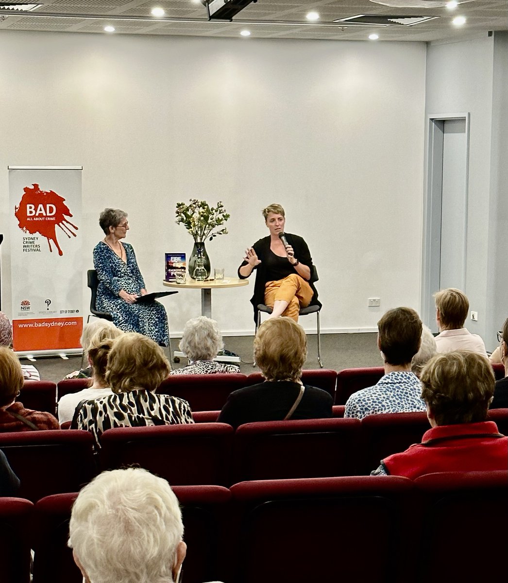 A great chat between @candicefoxbooks and Catherine du Peloux Menagé from @BADCrimeSydney . This high energy conversation had twists, turns and plenty of laughs. 🤩Fire with Fire, Fox's new book can now be borrowed from the SMSA Library👏#crimefiction #firewithfire #crimeauthor