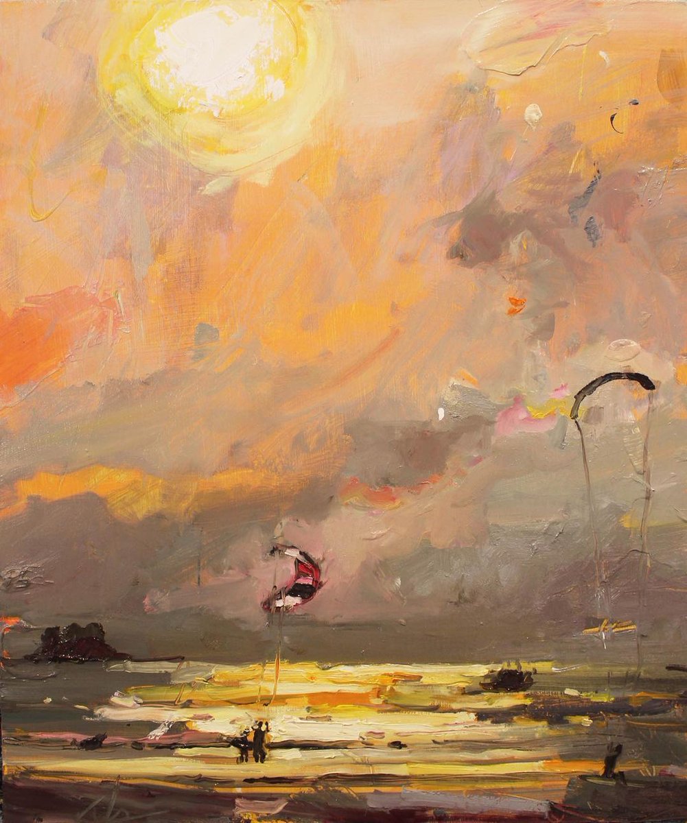 The passing of summer seems always rather poignant. Sometimes residual memories of life on the beach still remain… “Endless Summer”, 35X45cm, oil on board.

#richardclaremont #creativeprocess #artinspiration #endlesssummer #seascapepainting #sunsetpainting #kitesurfer