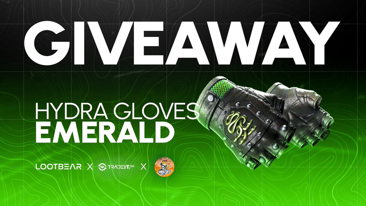 IdleHeroesTT's tweet image. 😼Hydra Gloves | Emerald FT GIVEAWAY😼

▶️Follow @appLootBear and @tradeit_gg
▶️Retweet + Like
▶️Tag 1 Friend

⏰ENDS IN 48 HOURS⏰
#CSGO
