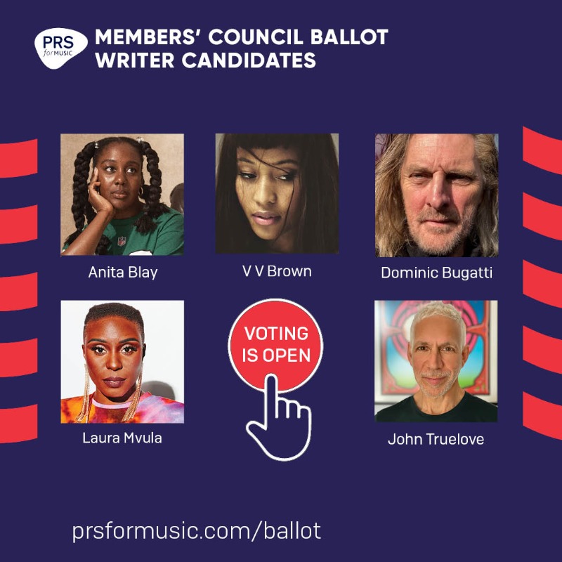 PRSforMusic's tweet photo. The 2023 PRS Members’ Council Ballot is now open, eligible voting members will have received an email or letter with more information and voting instructions, so keep an eye out.

Visit https://t.co/21x3RjeKOw to see more information about the ballot &amp; candidates. #PRSBallot🗳️