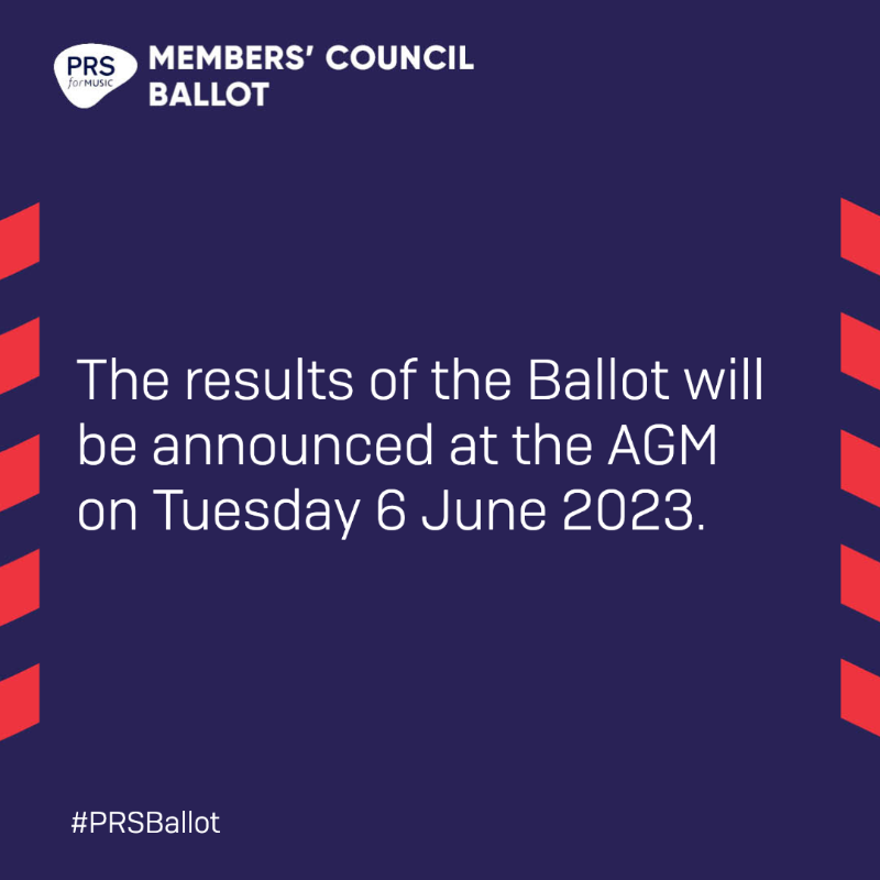 PRSforMusic's tweet photo. The 2023 PRS Members’ Council Ballot is now open, eligible voting members will have received an email or letter with more information and voting instructions, so keep an eye out.

Visit https://t.co/21x3RjeKOw to see more information about the ballot &amp; candidates. #PRSBallot🗳️