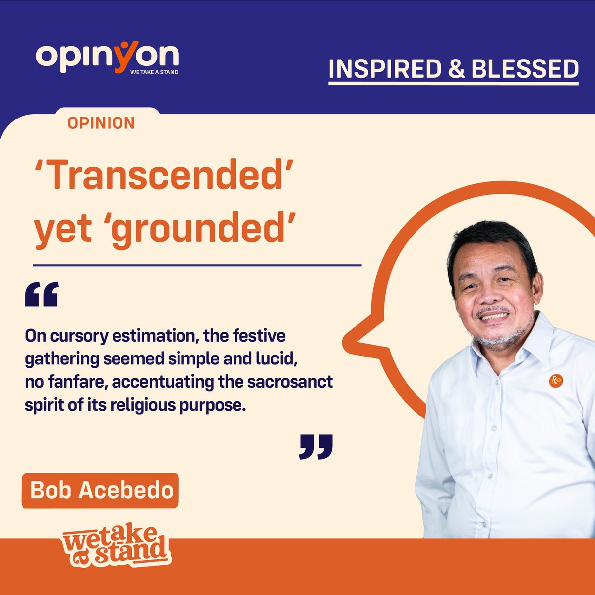OpinYonNews's tweet photo. ‘Transcended’ yet ‘grounded’
Bob Acebedo
Read more
https://t.co/MZ0qB74WG3
#Transcended #Grounded #Inspired #Blessed #InspiredAndBlessed #Column https://t.co/e1yUhA8u2r