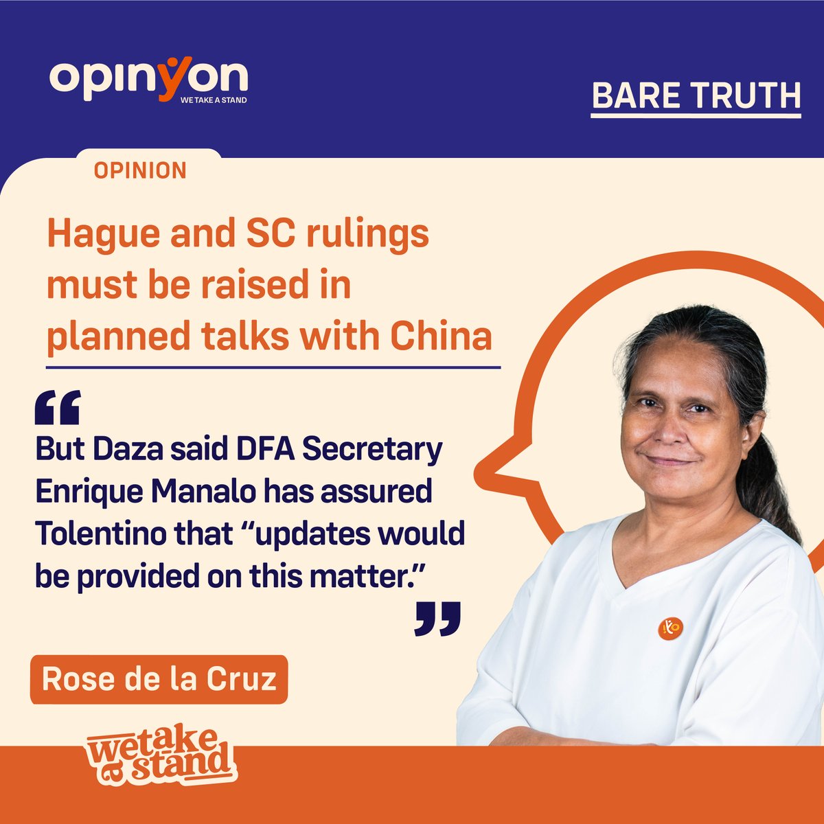 OpinYonNews's tweet photo. Hague and SC rulings must be raised in planned talks with China
By Rose de la Cruz

Read more
https://t.co/jkcL0T2yiY

#Hague #SCRulings #China #Daza #DFA #SecEnriqueManalo #Tolentino #Bare #Truth #BareTruth #Column https://t.co/nmqca0COP4