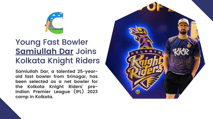 Snowjoy_Kashmir's tweet photo. Samiullah Dar, a 25-year-old fast bowler from #Srinagar , has been selected as a net bowler for the #KolkataKnightRiders pre-Indian Premier League (IPL) 2023 camp in #Kolkata. #Cricket #Kashmir @MajDPSingh @simply_mixed_up https://t.co/TpYAMwebPr
