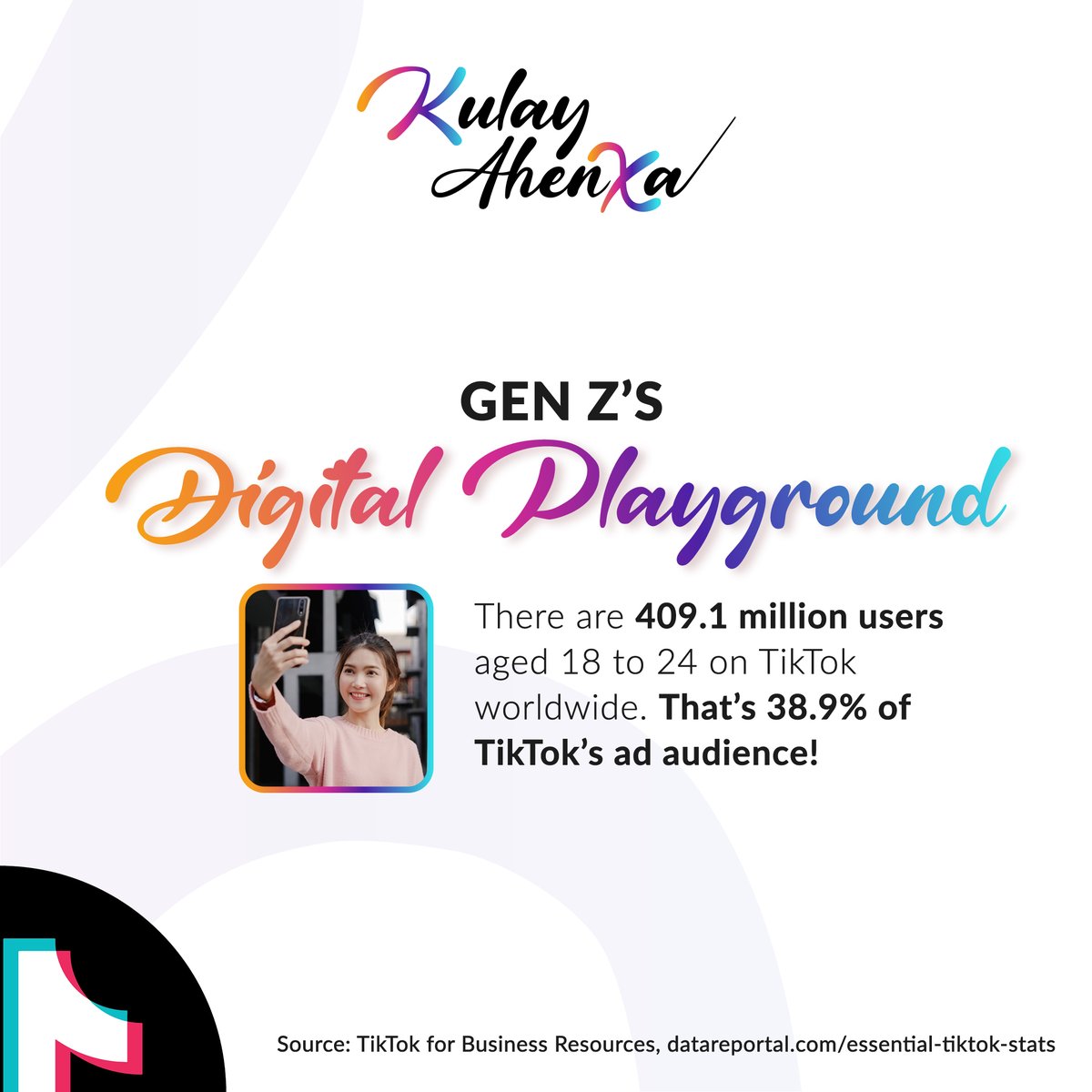KulayAhenXa's tweet photo. TikTok? That is sooo Gen Z! π€
For this monthβs #LearnWithKX, we discuss all about TikTok and its potential for advertising.
#KXph #KulayAhenXa #adversting #adagency https://t.co/UzjKdcjfvs