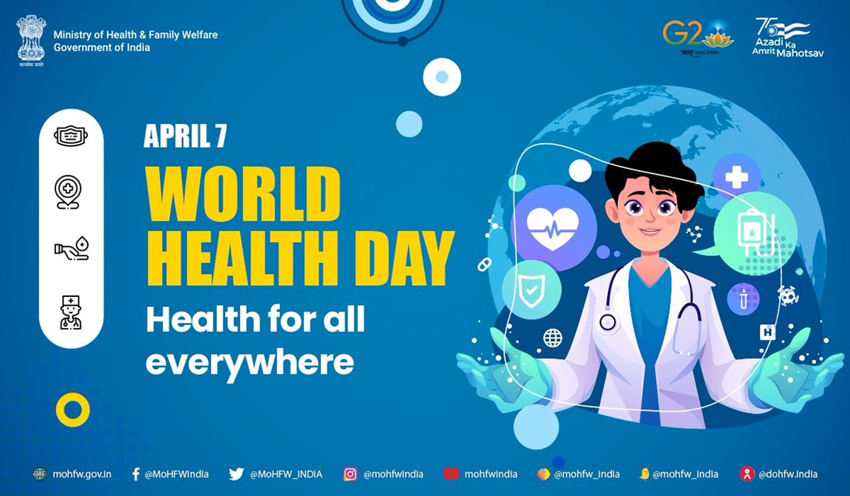 MoHFW_INDIA's tweet photo. On #WorldHealthDay, let us all contribute to a healthier world and foster a movement to create communities focused on well-being. 

#HealthForAll https://t.co/cY7dHMOh86