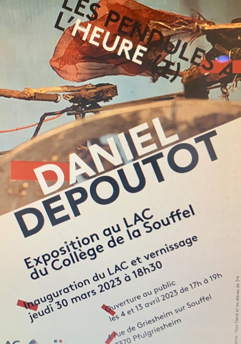 RiehlHelene's tweet photo. De l’art contemporain au collège de l’@acstrasbourg Inauguration du LAC « Lieu d'Art et de Culture" du Collège de la Souffel à Pfulgriesheim. L’artiste Daniel Depoutot présente « les pendules à l’heure » dont les élèves ont réalisé une médiation chorégraphiée @DaacStrasbourg https://t.co/QHjRgXo4yD