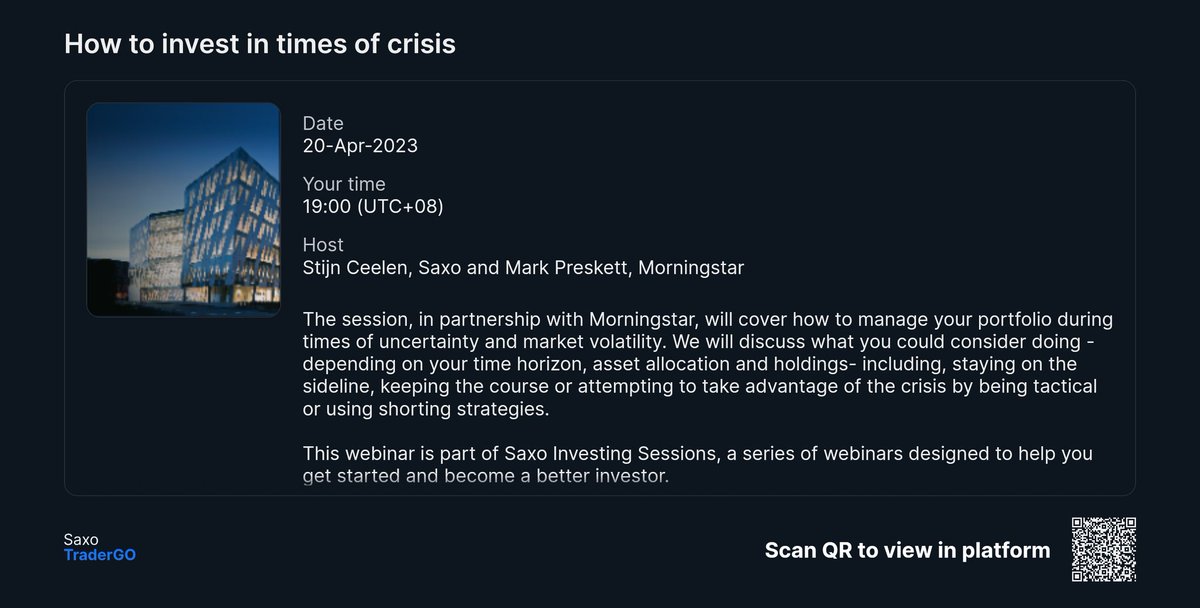 Jaredgoh_'s tweet photo. Check out this webinar: How to invest in times of crisis via Saxo #SaxoSocial2023 #webinar #trading #investment  https://t.co/4ydsrYP9Ll https://t.co/R03L3pu9IW