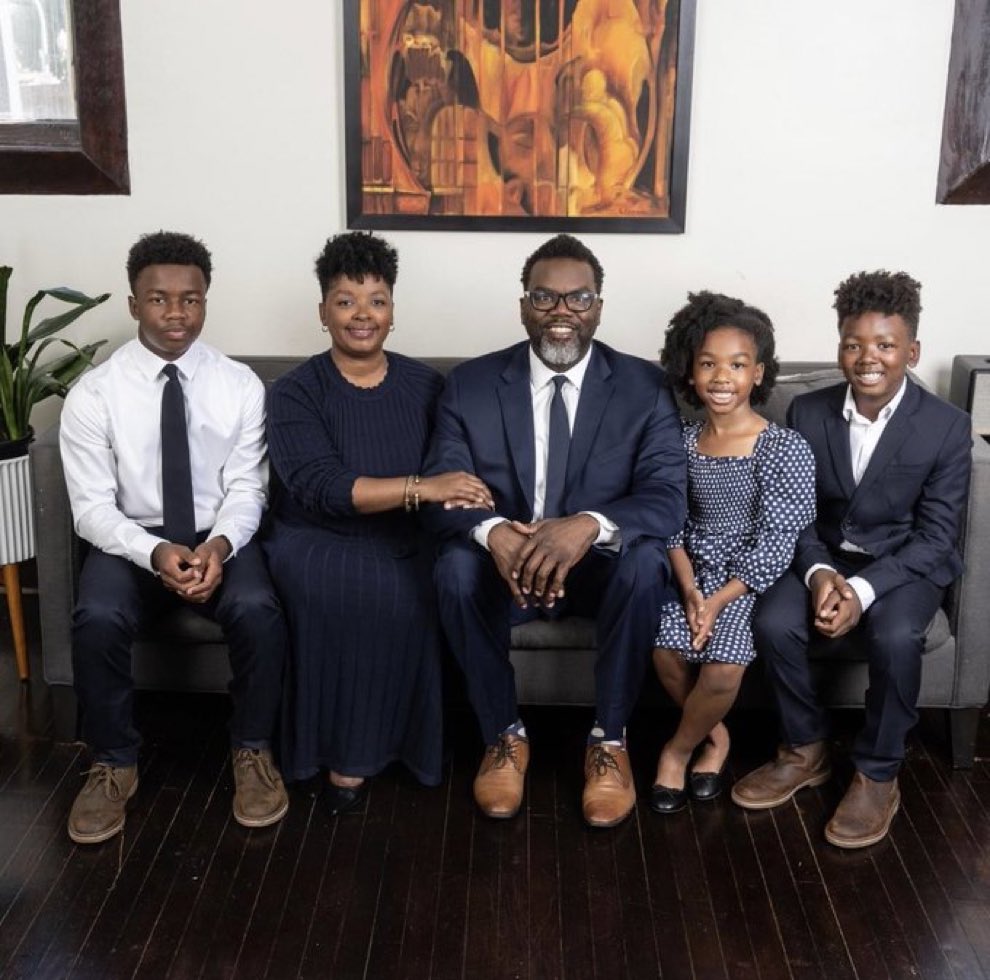 The next mayor of Chicago with his family, Brandon Johnson.