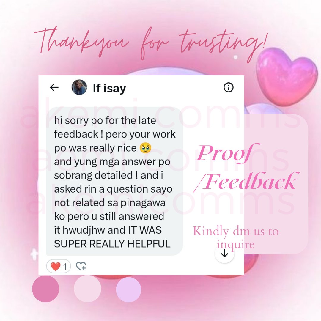 Proof's and Feedbacks!🩷
Task: - Question and Answer                    (tagalog)

Tysm for trusting>///< #Akemivouch